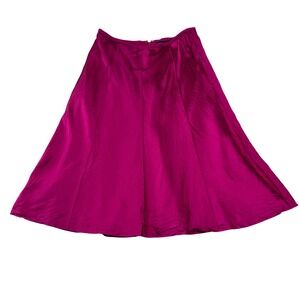 Ann Taylor Silk Spandex A Line Skirt Magenta Pink Midi Flare Career Size 4